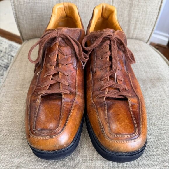 Santoni Club Leather Low-Top Oxford Sneakers – Brown (Size 10) - Picture 5 of 13